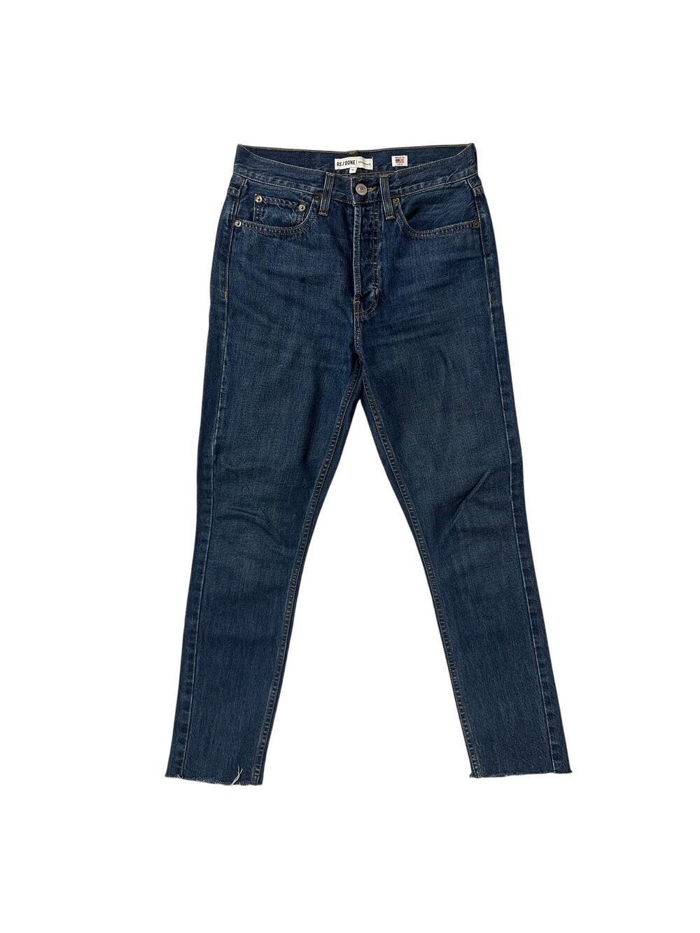 Re/Done High Waist Button Fly Straight Leg Jean